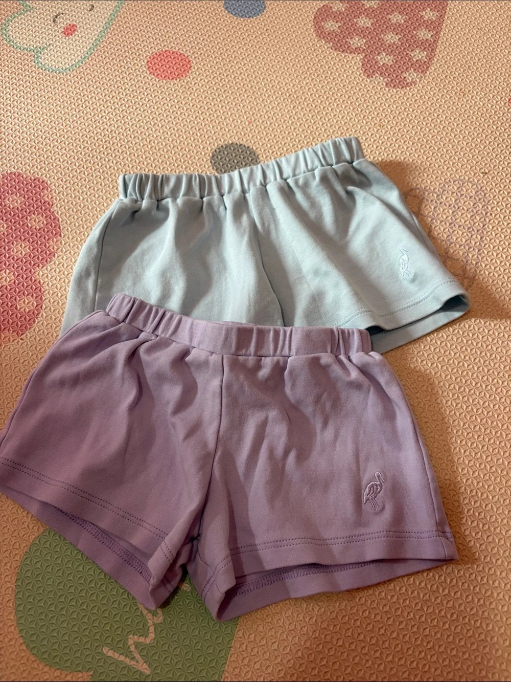 Toddler Elastic Waist Casual Shorts in Lavender and Light Gray